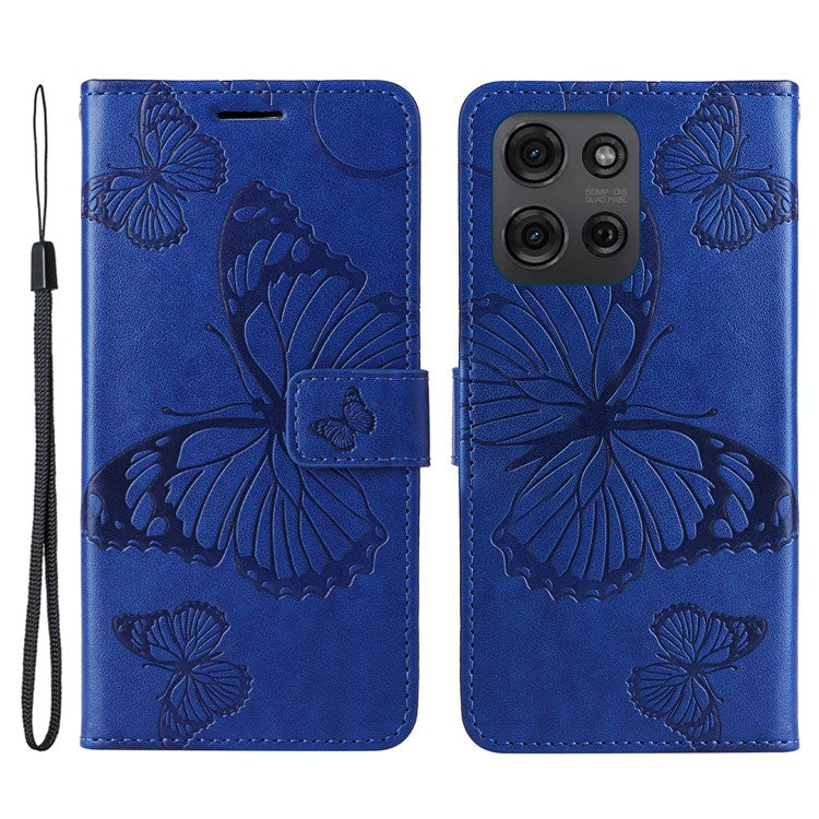 For Motorola Moto G75 5G Case Butterfly Leather Phone Cover - Blue
