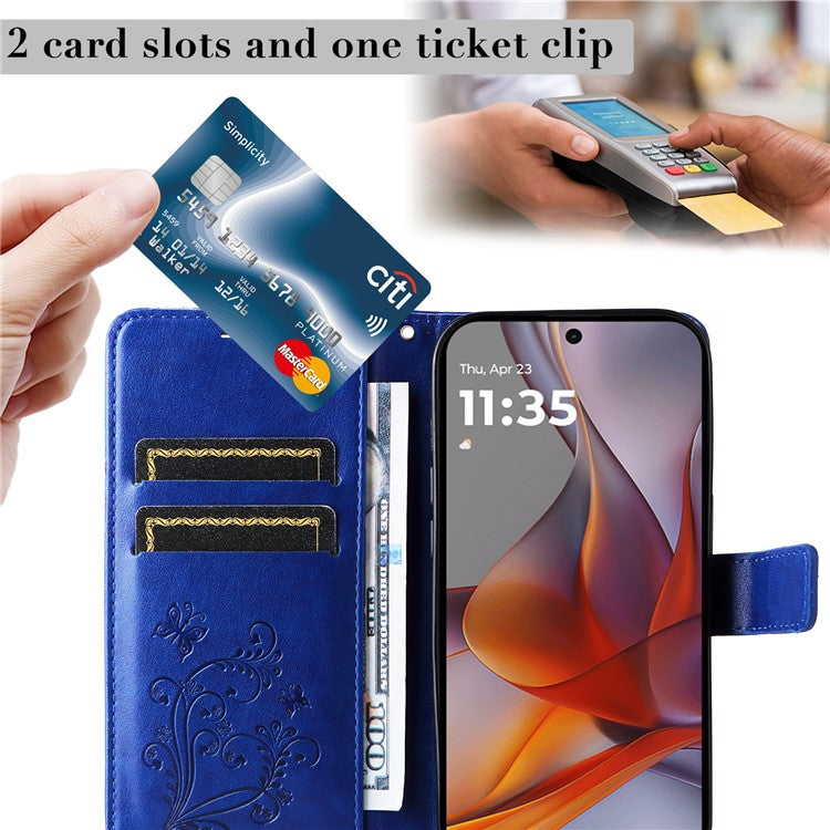 For Motorola Moto G75 5G Case Butterfly Leather Phone Cover - Blue