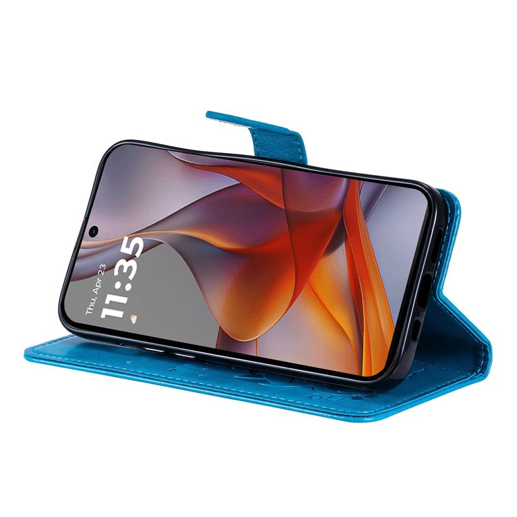 For Motorola Moto G75 5G Case Cat Bee Pattern Leather Phone Cover - Blue