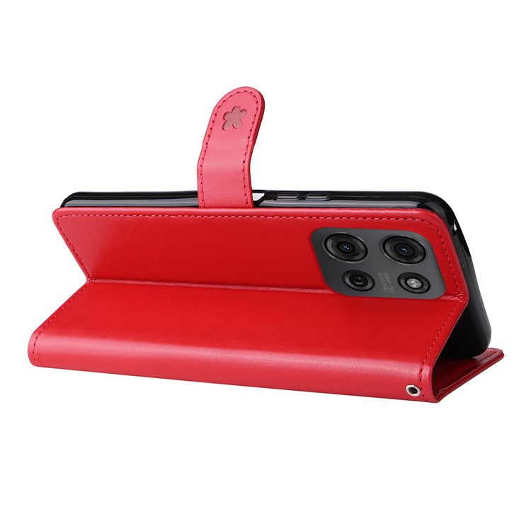 For Motorola Moto G75 5G Case Cat Bee Pattern Leather Phone Cover - Red