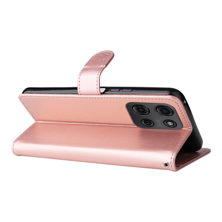 For Motorola Moto G75 5G Case Cat Bee Pattern Leather Phone Cover - Rose Gold