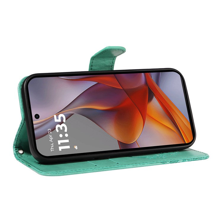 For Motorola Moto G75 5G Case Butterfly Pattern Leather Wallet Flip Phone Cover - Green