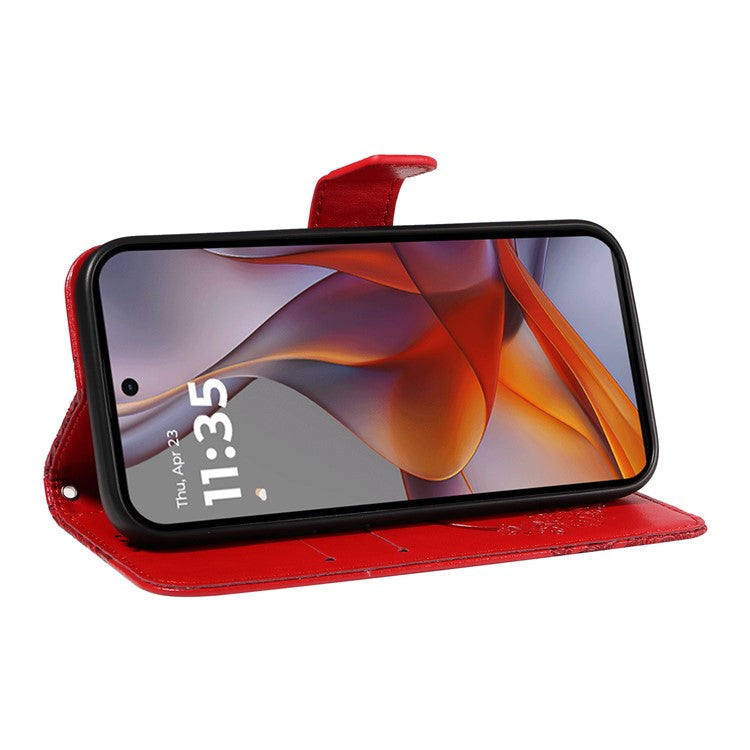 For Motorola Moto G75 5G Case Butterfly Pattern Leather Wallet Flip Phone Cover - Red