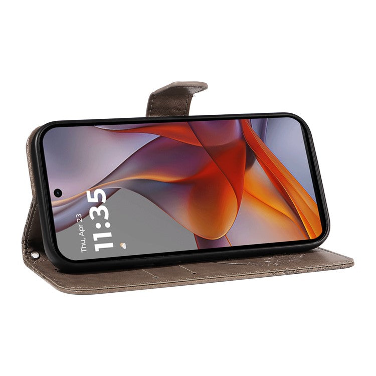 For Motorola Moto G75 5G Case Butterfly Pattern Leather Wallet Flip Phone Cover - Grey