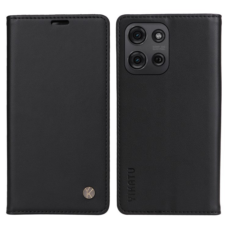YIKATU YK-001 For Motorola Moto G75 5G Case Stand Leather Phone Cover Strong Magnetic Closure - Black