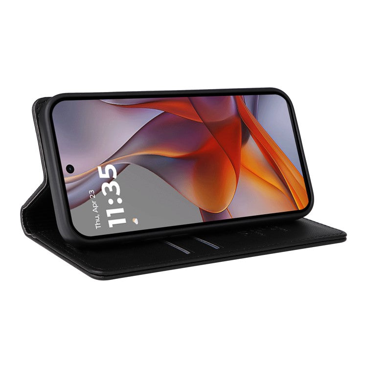 YIKATU YK-001 For Motorola Moto G75 5G Case Stand Leather Phone Cover Strong Magnetic Closure - Black
