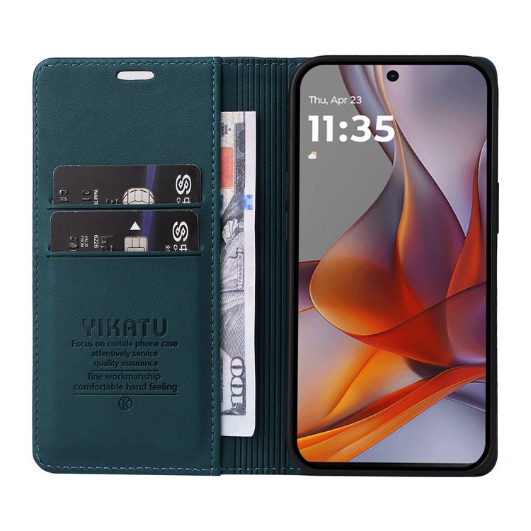 YIKATU YK-001 For Motorola Moto G75 5G Case Stand Leather Phone Cover Strong Magnetic Closure - Green