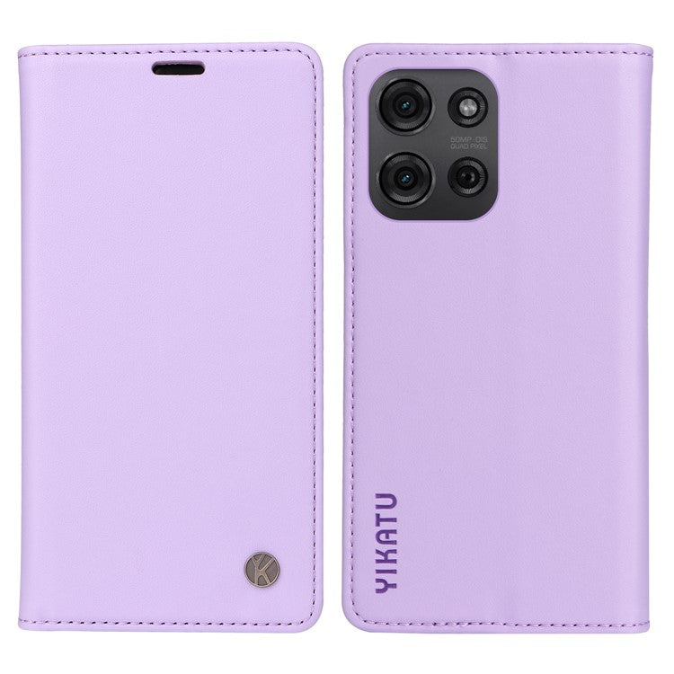 YIKATU YK-001 For Motorola Moto G75 5G Case Stand Leather Phone Cover Strong Magnetic Closure - Light Purple