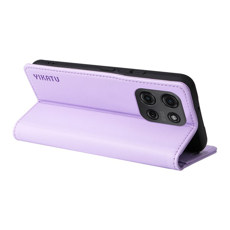 YIKATU YK-001 For Motorola Moto G75 5G Case Stand Leather Phone Cover Strong Magnetic Closure - Light Purple