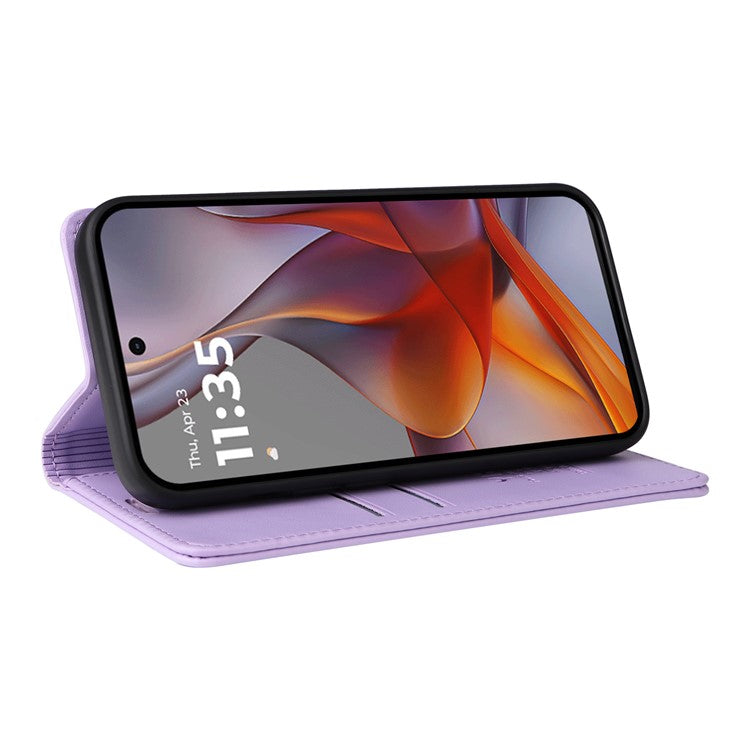 YIKATU YK-001 For Motorola Moto G75 5G Case Stand Leather Phone Cover Strong Magnetic Closure - Light Purple