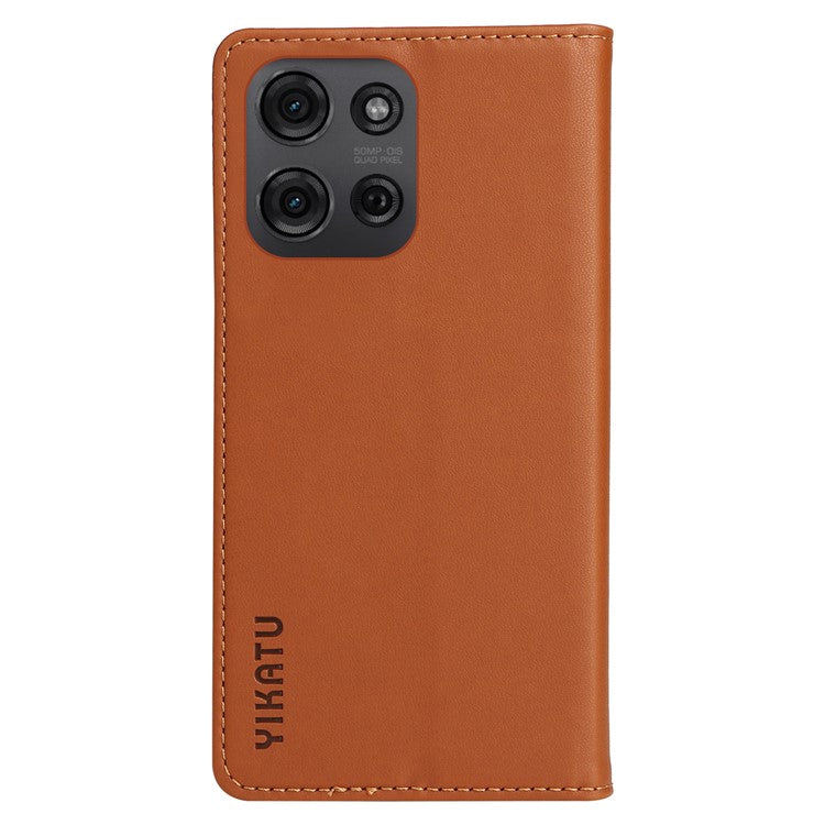 YIKATU YK-001 For Motorola Moto G75 5G Case Stand Leather Phone Cover Strong Magnetic Closure - Brown
