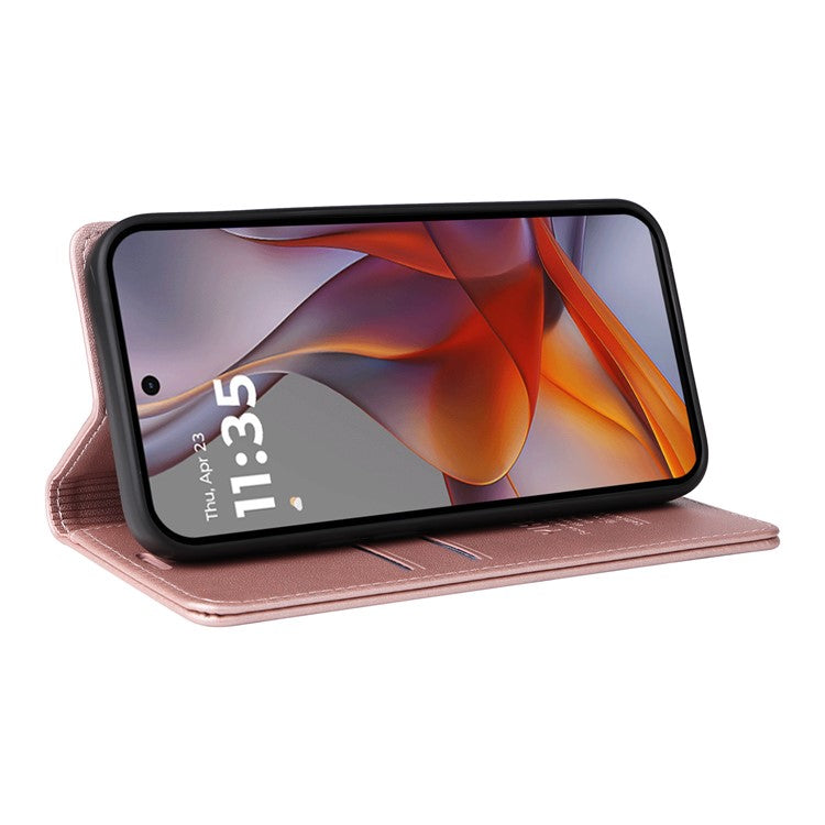 YIKATU YK-001 For Motorola Moto G75 5G Case Stand Leather Phone Cover Strong Magnetic Closure - Rose Gold