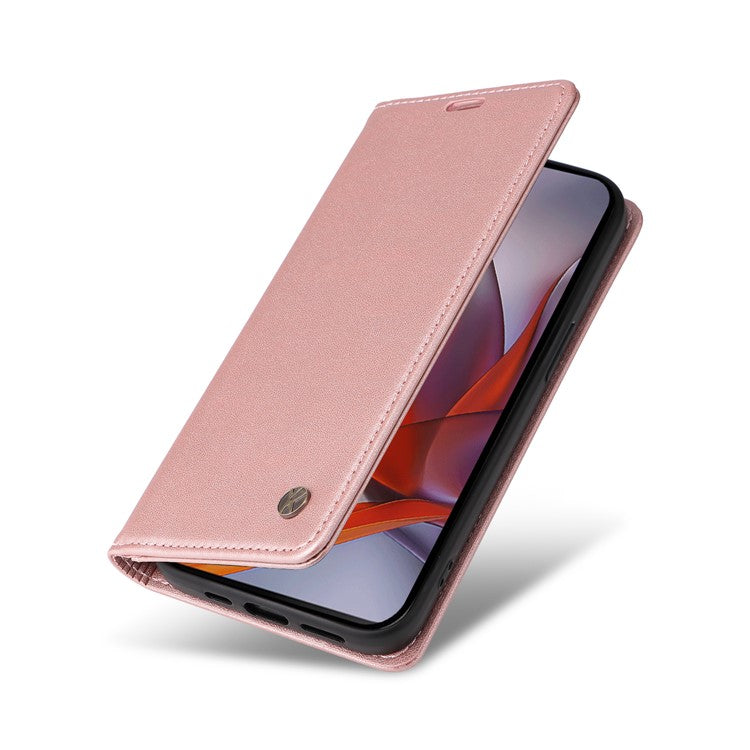 YIKATU YK-001 For Motorola Moto G75 5G Case Stand Leather Phone Cover Strong Magnetic Closure - Rose Gold