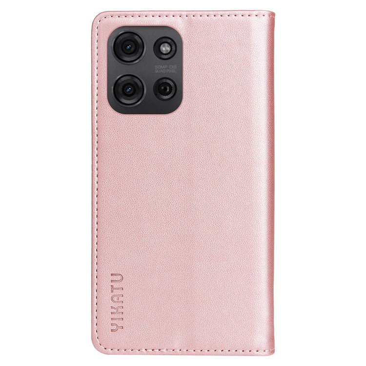 YIKATU YK-001 For Motorola Moto G75 5G Case Stand Leather Phone Cover Strong Magnetic Closure - Rose Gold