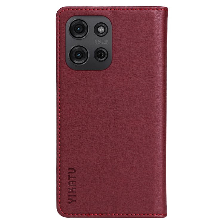 YIKATU YK-001 For Motorola Moto G75 5G Case Stand Leather Phone Cover Strong Magnetic Closure - Wine Red
