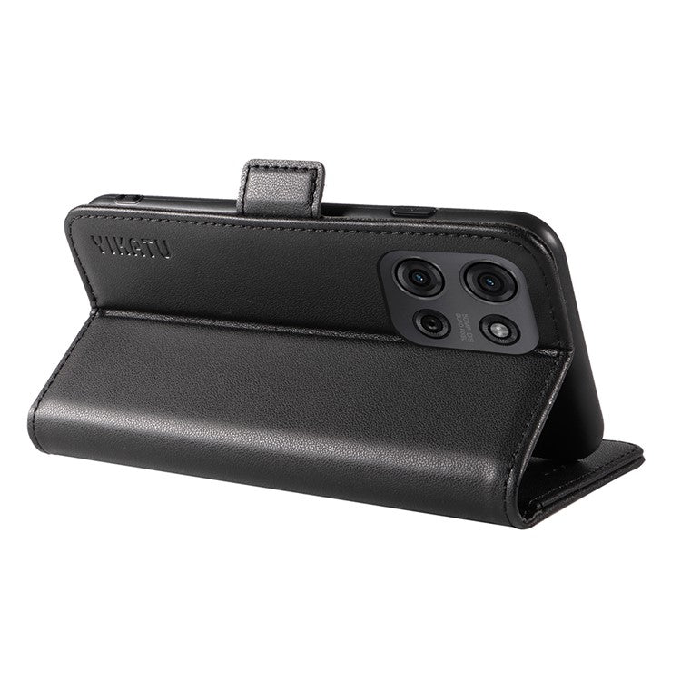 YIKATU YK-003 For Motorola Moto G75 5G Case Wallet Stand Leather Phone Cover Side Buckle - Black