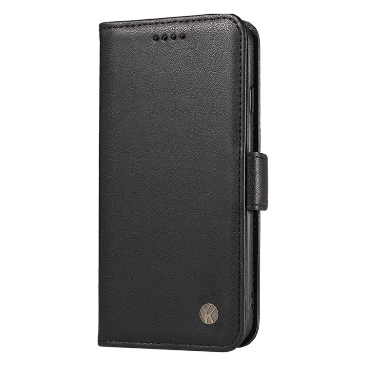 YIKATU YK-003 For Motorola Moto G75 5G Case Wallet Stand Leather Phone Cover Side Buckle - Black