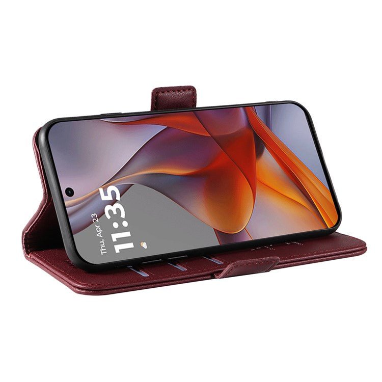 YIKATU YK-003 For Motorola Moto G75 5G Case Wallet Stand Leather Phone Cover Side Buckle - Wine Red