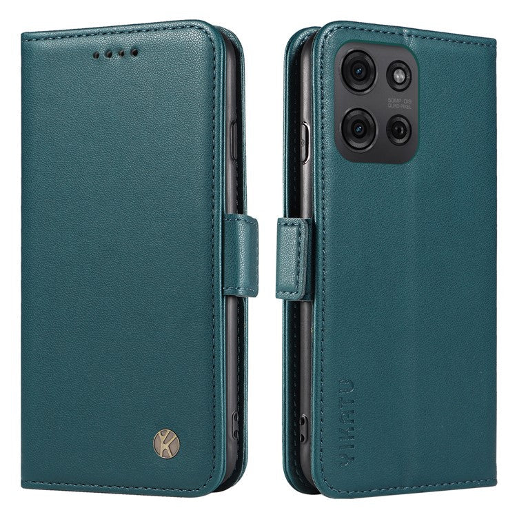 YIKATU YK-003 For Motorola Moto G75 5G Case Wallet Stand Leather Phone Cover Side Buckle - Green