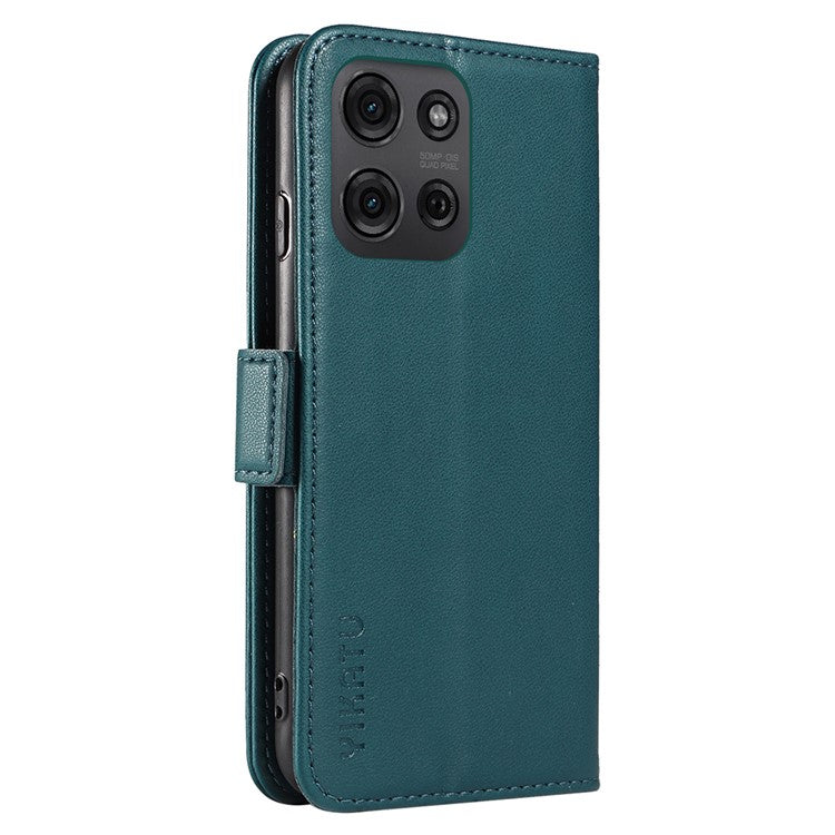YIKATU YK-003 For Motorola Moto G75 5G Case Wallet Stand Leather Phone Cover Side Buckle - Green