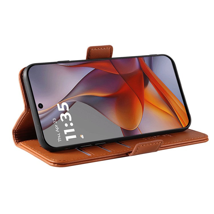 YIKATU YK-003 For Motorola Moto G75 5G Case Wallet Stand Leather Phone Cover Side Buckle - Brown