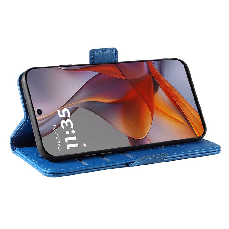 YIKATU YK-003 For Motorola Moto G75 5G Case Wallet Stand Leather Phone Cover Side Buckle - Sky Blue