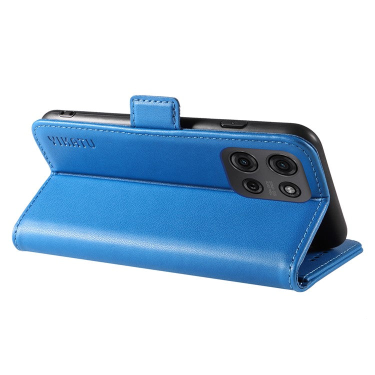 YIKATU YK-003 For Motorola Moto G75 5G Case Wallet Stand Leather Phone Cover Side Buckle - Sky Blue