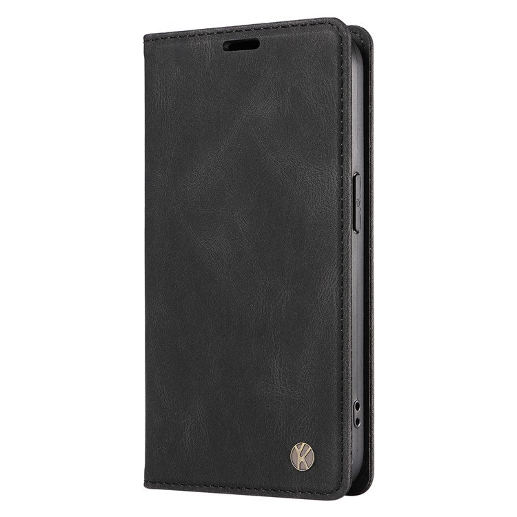 YIKATU YK-004 For Motorola Moto G75 5G Case Leather Skin-Touch Phone Cover Magnetic Auto-Absorbed - Black