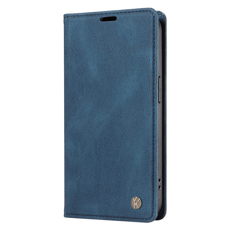 YIKATU YK-004 For Motorola Moto G75 5G Case Leather Skin-Touch Phone Cover Magnetic Auto-Absorbed - Blue