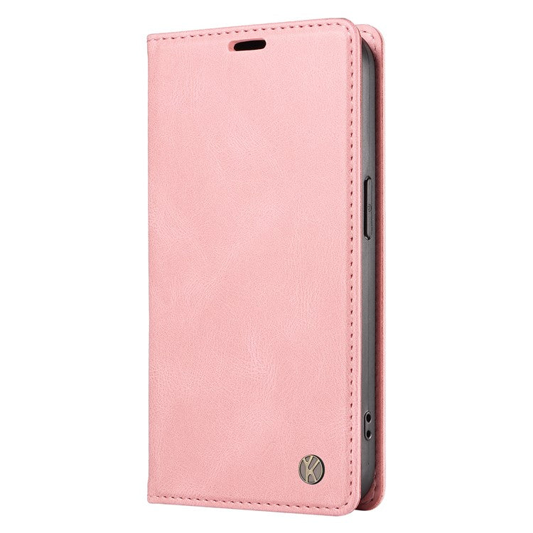 YIKATU YK-004 For Motorola Moto G75 5G Case Leather Skin-Touch Phone Cover Magnetic Auto-Absorbed - Pink