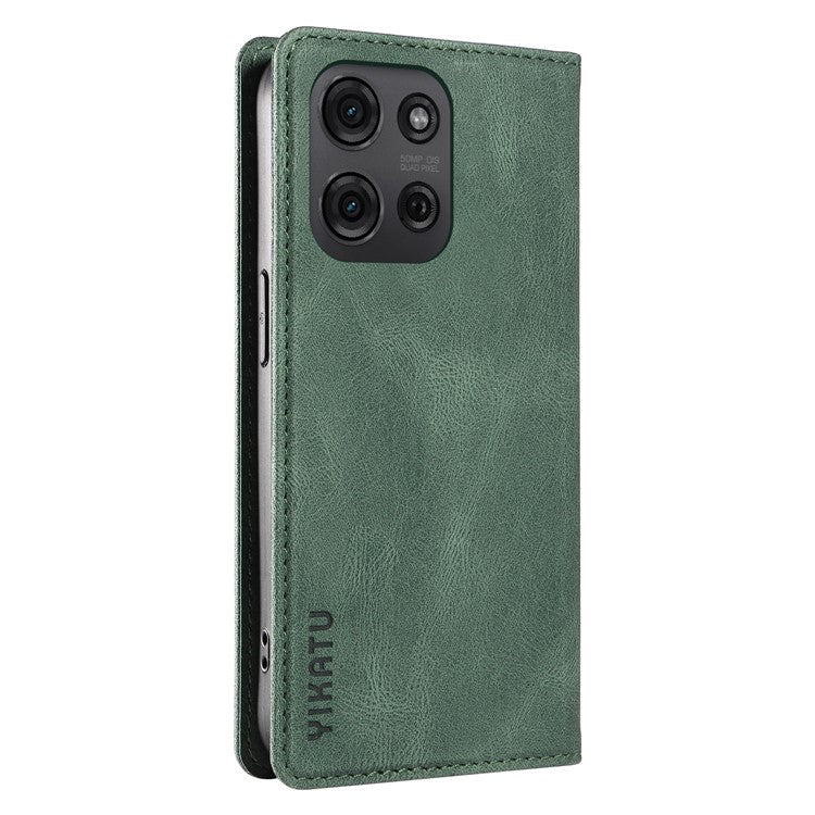 YIKATU YK-004 For Motorola Moto G75 5G Case Leather Skin-Touch Phone Cover Magnetic Auto-Absorbed - Green