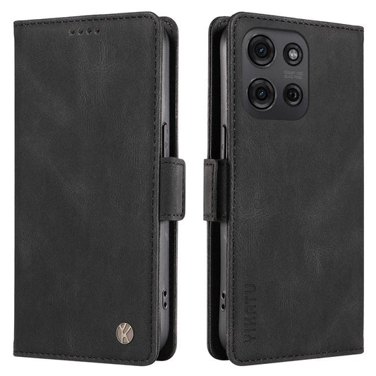 YIKATU YK-005 For Motorola Moto G75 5G Case PU Leather Wallet Phone Cover Skin Touch Feeling - Black