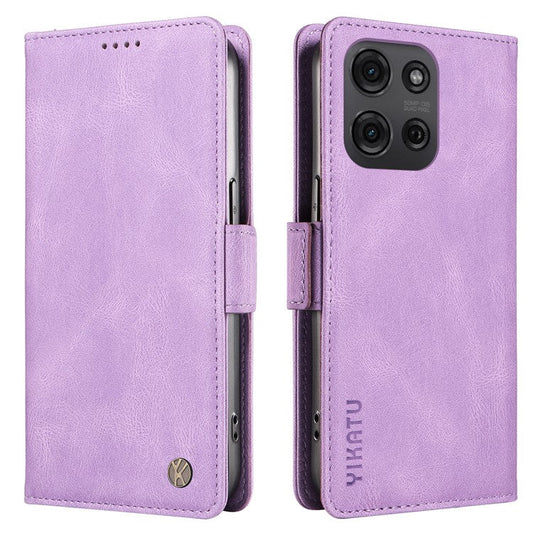 YIKATU YK-005 For Motorola Moto G75 5G Case PU Leather Wallet Phone Cover Skin Touch Feeling - Purple