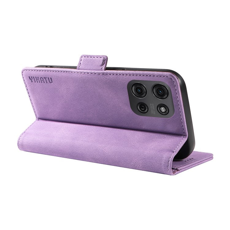 YIKATU YK-005 For Motorola Moto G75 5G Case PU Leather Wallet Phone Cover Skin Touch Feeling - Purple