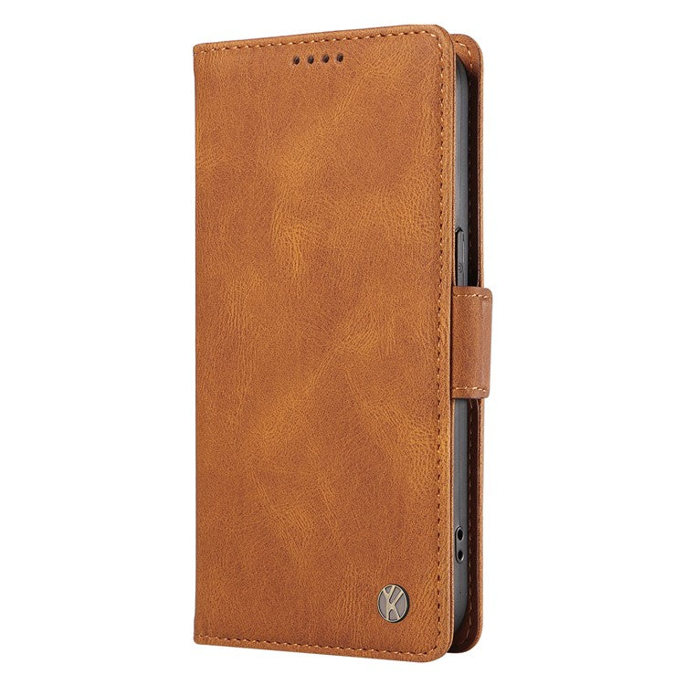 YIKATU YK-005 For Motorola Moto G75 5G Case PU Leather Wallet Phone Cover Skin Touch Feeling - Brown