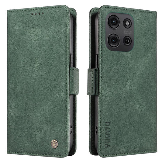 YIKATU YK-005 For Motorola Moto G75 5G Case PU Leather Wallet Phone Cover Skin Touch Feeling - Green