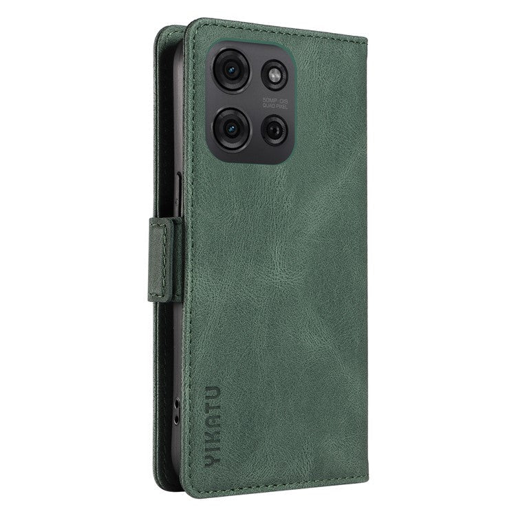 YIKATU YK-005 For Motorola Moto G75 5G Case PU Leather Wallet Phone Cover Skin Touch Feeling - Green