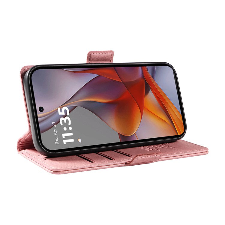 YIKATU YK-005 For Motorola Moto G75 5G Case PU Leather Wallet Phone Cover Skin Touch Feeling - Pink