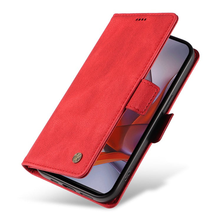 YIKATU YK-005 For Motorola Moto G75 5G Case PU Leather Wallet Phone Cover Skin Touch Feeling - Red