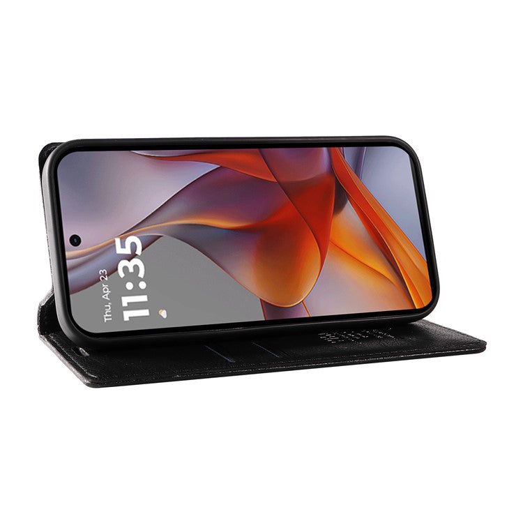 YIKATU YK-006 For Motorola Moto G75 5G Case Magnetic Closure Leather Phone Cover Litchi Texture  - Black