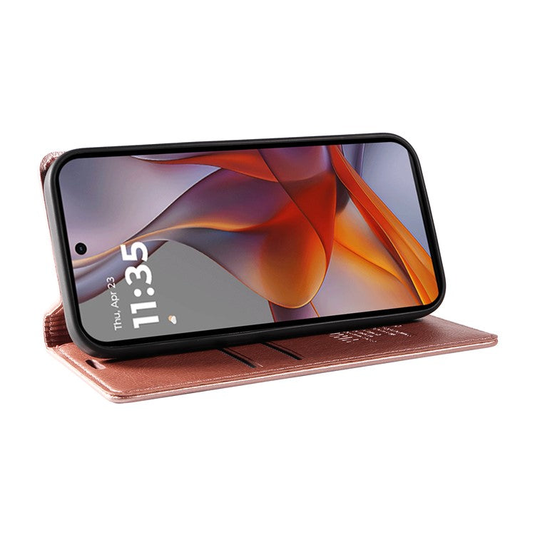 YIKATU YK-006 For Motorola Moto G75 5G Case Magnetic Closure Leather Phone Cover Litchi Texture - Rose Gold