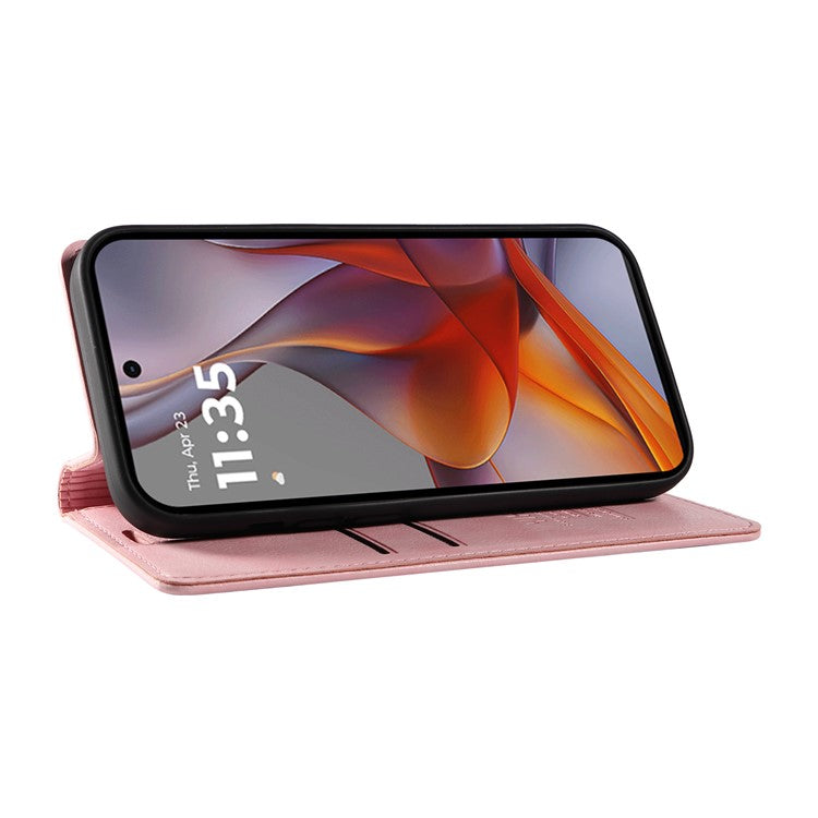 YIKATU YK-006 For Motorola Moto G75 5G Case Magnetic Closure Leather Phone Cover Litchi Texture - Pink
