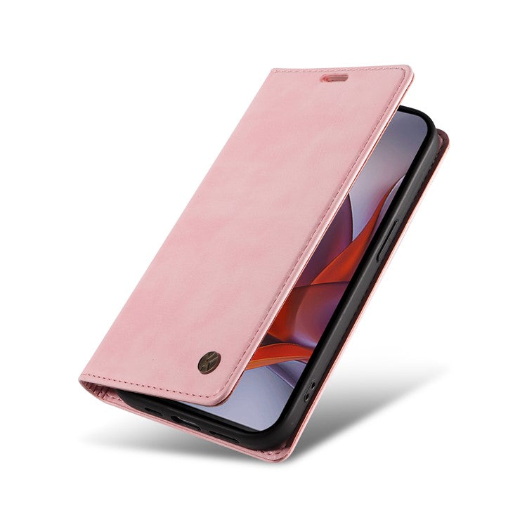 YIKATU YK-006 For Motorola Moto G75 5G Case Magnetic Closure Leather Phone Cover Litchi Texture - Pink