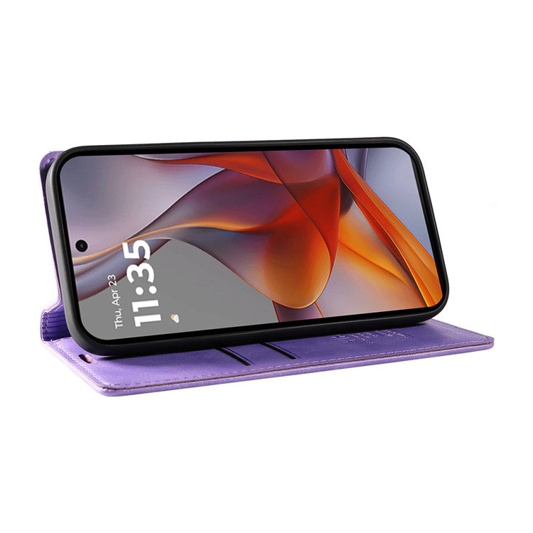 YIKATU YK-006 For Motorola Moto G75 5G Case Magnetic Closure Leather Phone Cover Litchi Texture - Purple