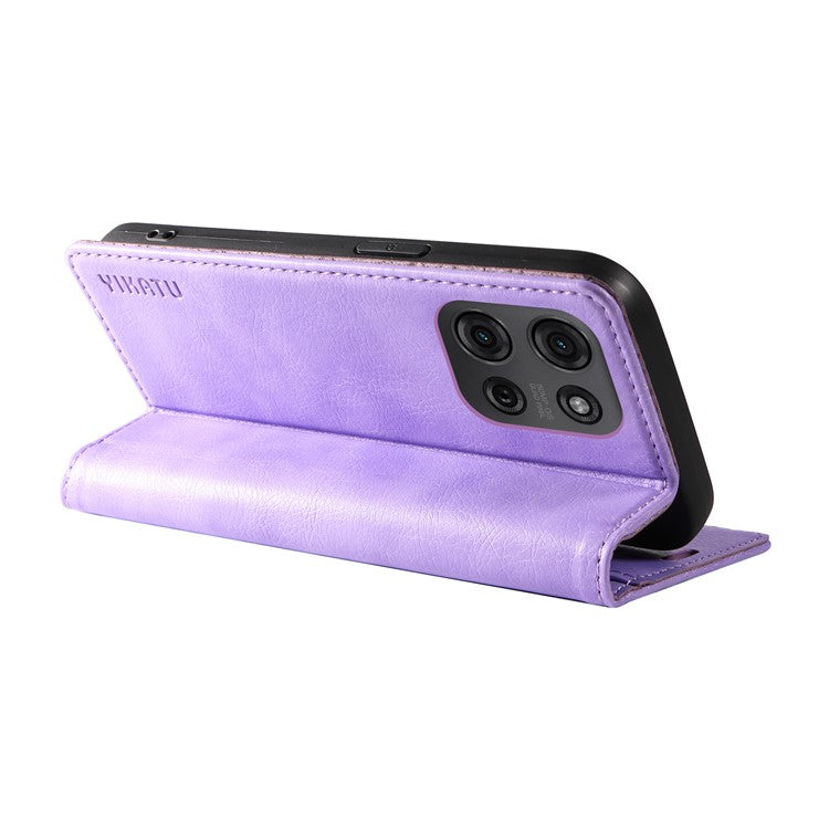 YIKATU YK-006 For Motorola Moto G75 5G Case Magnetic Closure Leather Phone Cover Litchi Texture - Purple