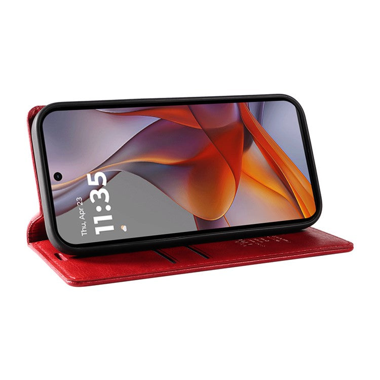 YIKATU YK-006 For Motorola Moto G75 5G Case Magnetic Closure Leather Phone Cover Litchi Texture - Red