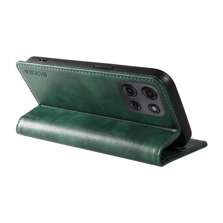 YIKATU YK-006 For Motorola Moto G75 5G Case Magnetic Closure Leather Phone Cover Litchi Texture - Green