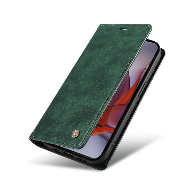 YIKATU YK-006 For Motorola Moto G75 5G Case Magnetic Closure Leather Phone Cover Litchi Texture - Green