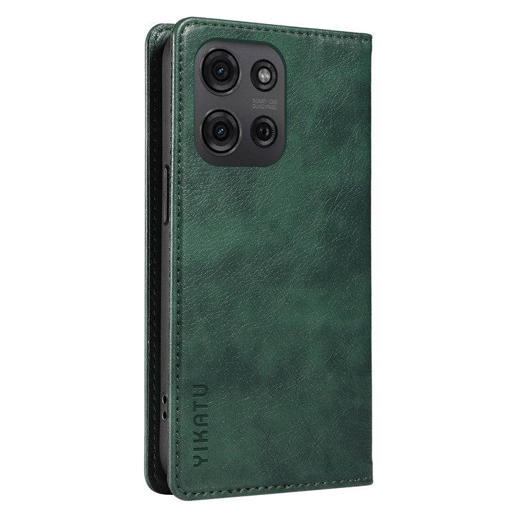 YIKATU YK-006 For Motorola Moto G75 5G Case Magnetic Closure Leather Phone Cover Litchi Texture - Green