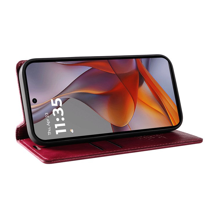 YIKATU YK-006 For Motorola Moto G75 5G Case Magnetic Closure Leather Phone Cover Litchi Texture - Wine Red
